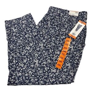 Jessica‎ Simpson Pants Women 2X Blue Floral Pull On Elastic Waist Casual Comfort